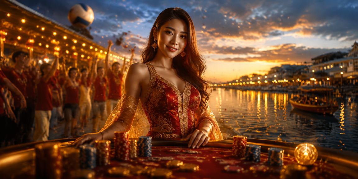 Suasana kasino hiburan bergaya Malaysia dengan meja baccarat live di platform evo3